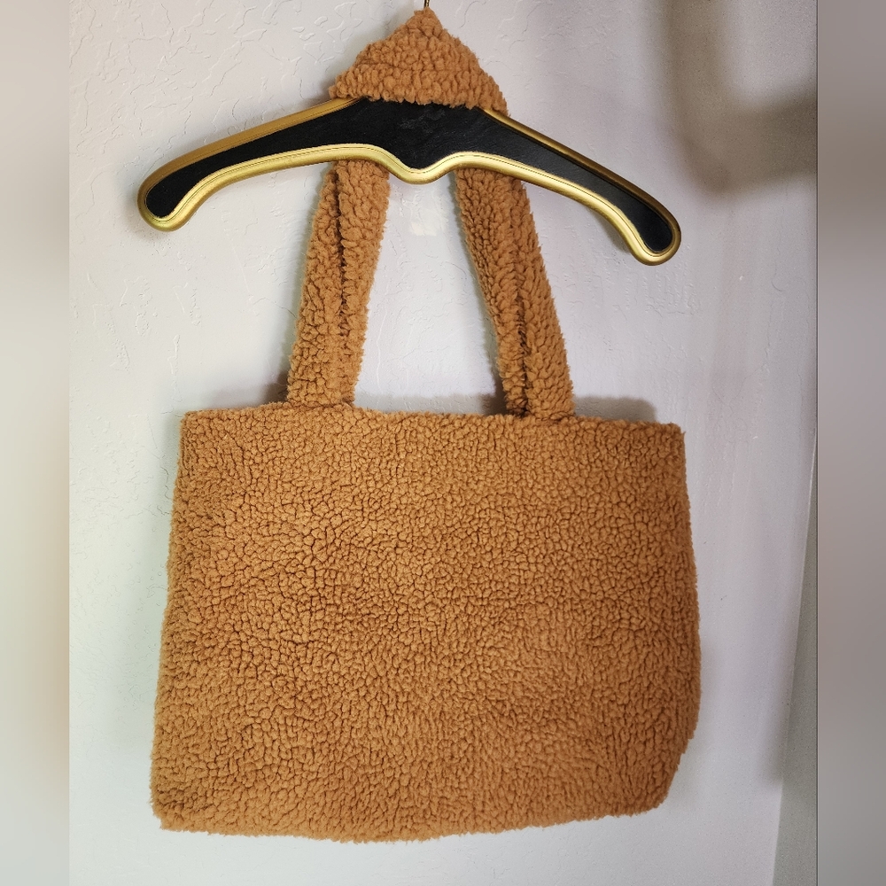PINK Brown Sherpa Shoulder Bag Tote - Picture 2 of 4